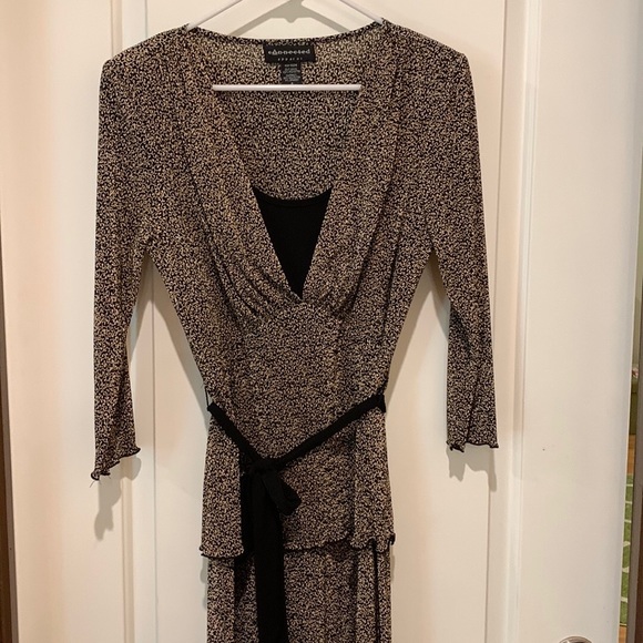 CONNECTED APPAREL BROWN BELTED MIDI DRESS - Picture 7 of 13